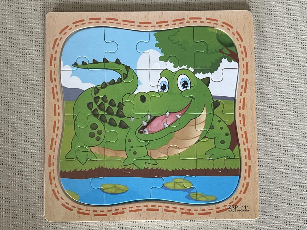 Dřevěné puzzle malé - krokodýl