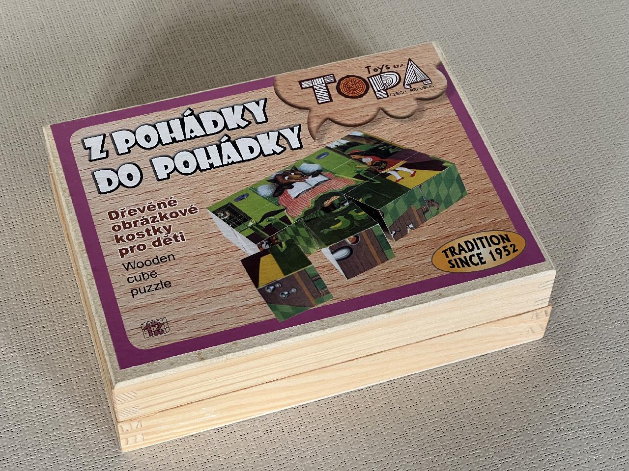 Dřevěné obrázkové kostky - Z pohádky do pohádky