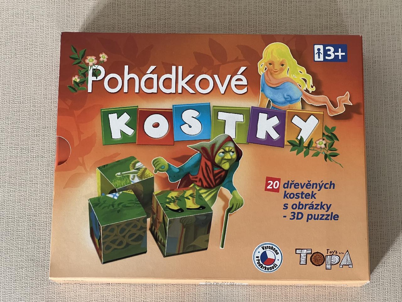 Dřevěné obrázkové kostky - pohádky 20 ks