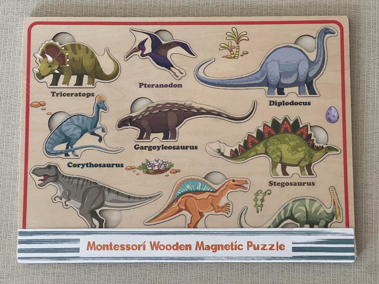 Dřevěné vkládačka magnetická - Dinosauři